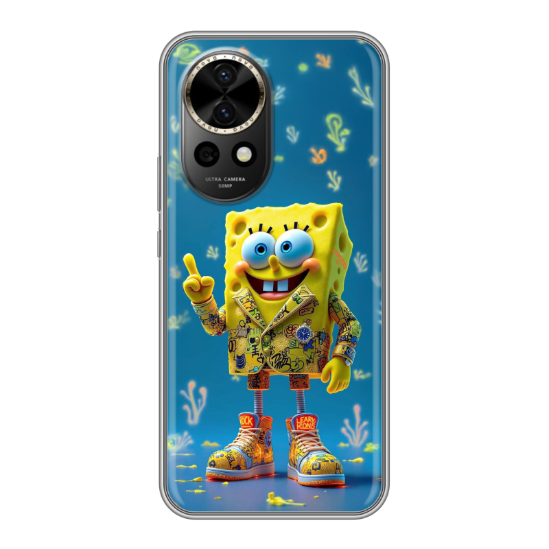 Силиконовый чехол на Huawei Nova 12 Pro с принтом Спанч боб Спанчбоб Силиконовый чехол на Huawei Nova 12 Pro с принтом Спанч боб Спанчбоб
