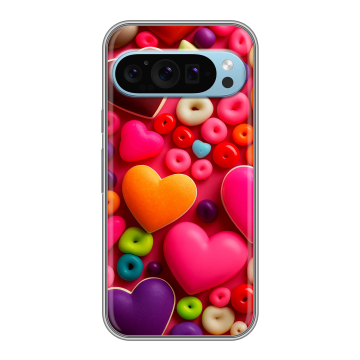 Силиконовый чехол на Google Pixel 9 с принтом Сердечки