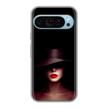 Силиконовый чехол на Google Pixel 9 с принтом Девушка в шляпе