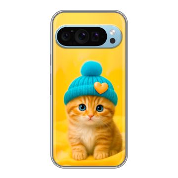 Силиконовый чехол на Google Pixel 9 с принтом Котенок в шапке Силиконовый чехол на Google Pixel 9 с принтом Котенок в шапке