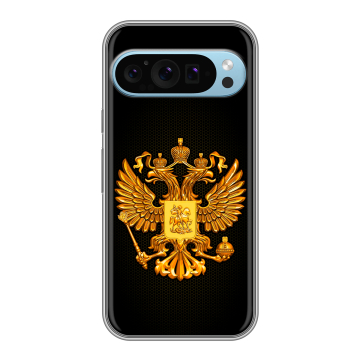 Силиконовый чехол на Google Pixel 9 с принтом Герб России желтый