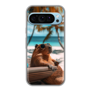 Силиконовый чехол на Google Pixel 9 с принтом Капибара