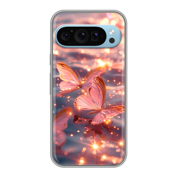 Силиконовый чехол на Google Pixel 9 с принтом бабочки розовые