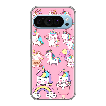 Силиконовый чехол на Google Pixel 9 с принтом Единороги и радуга Силиконовый чехол на Google Pixel 9 с принтом Единороги и радуга