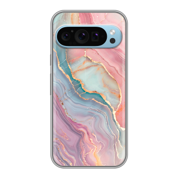 Силиконовый чехол на Google Pixel 9 с принтом розовый мрамор