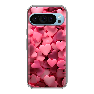 Силиконовый чехол на Google Pixel 9 с принтом розовые сердечки