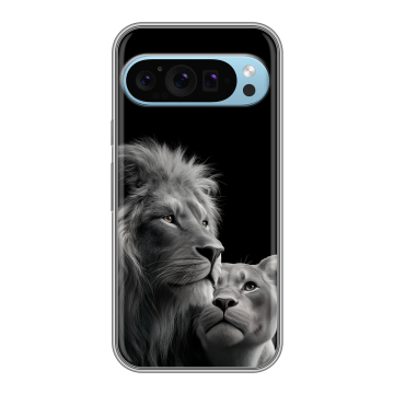 Силиконовый чехол на Google Pixel 9 с принтом Лев кошки