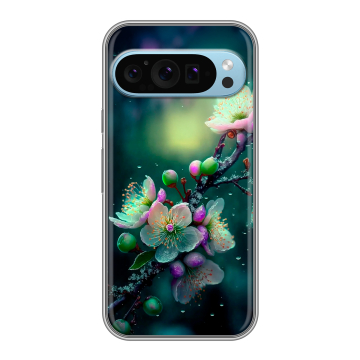 Силиконовый чехол на Google Pixel 9 с принтом Цветы и мрамор Силиконовый чехол на Google Pixel 9 с принтом Цветы и мрамор