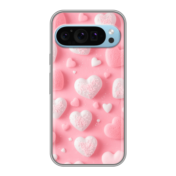 Силиконовый чехол на Google Pixel 9 с принтом Сердечки