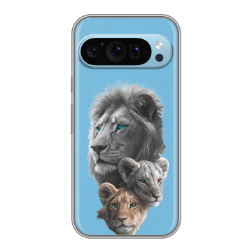 Силиконовый чехол на Google Pixel 9 с принтом Львы