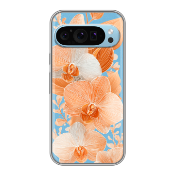 Силиконовый чехол на Google Pixel 9 с принтом Бежевые цветы