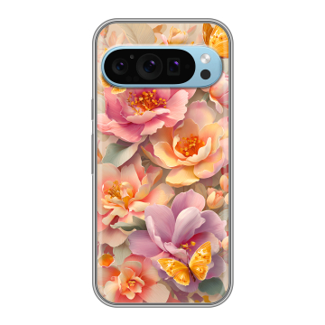 Силиконовый чехол на Google Pixel 9 с принтом Цветы и бабочки