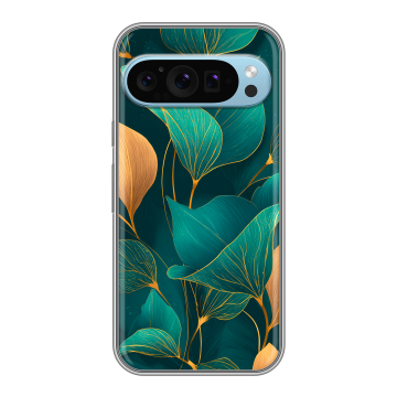 Силиконовый чехол на Google Pixel 9 с принтом Листья и золото