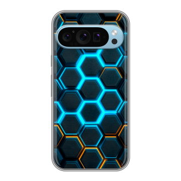 Силиконовый чехол на Google Pixel 9 с принтом Неоновые соты