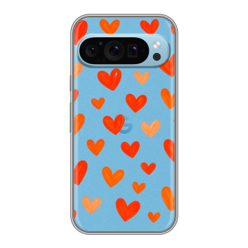Силиконовый чехол на Google Pixel 9 с принтом Сердечки