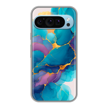 Силиконовый чехол на Google Pixel 9 с принтом Мрамор блестки
