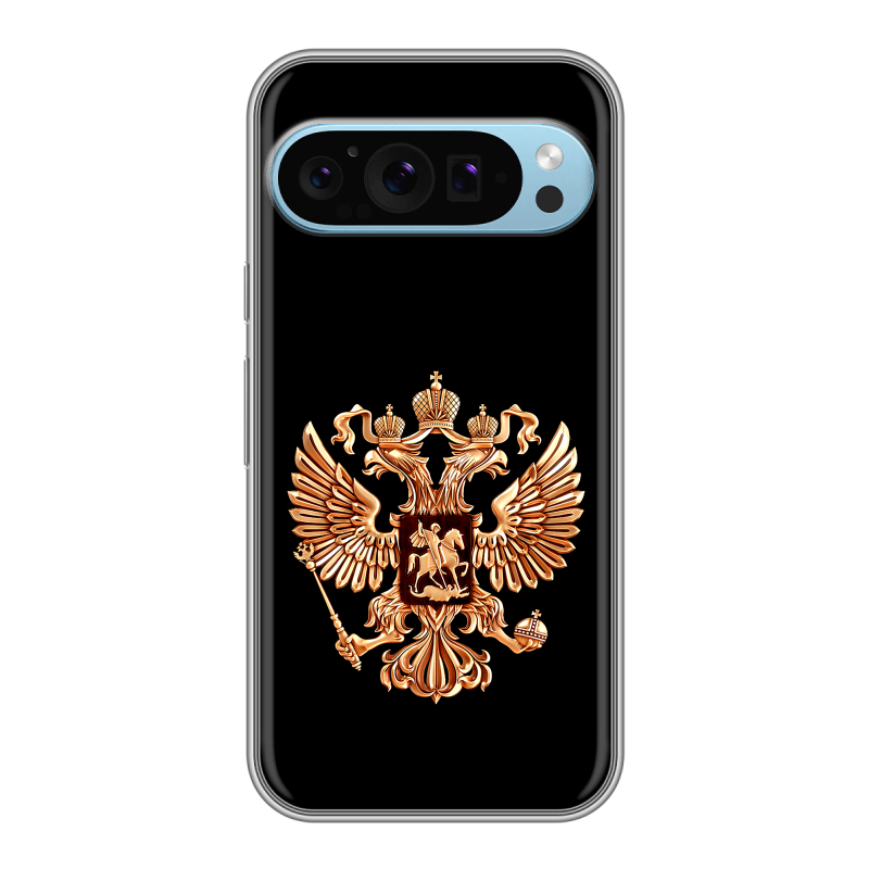 Силиконовый чехол на Google Pixel 9 с принтом Герб России золотой Силиконовый чехол на Google Pixel 9 с принтом Герб России золотой