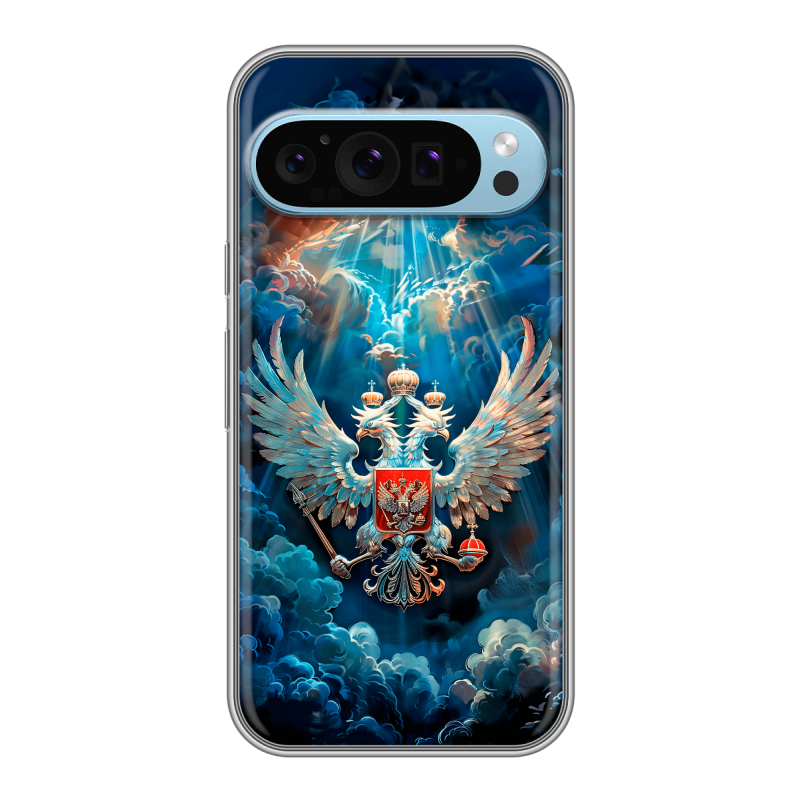 Силиконовый чехол на Google Pixel 9 с принтом Герб флаг России Силиконовый чехол на Google Pixel 9 с принтом Герб флаг России