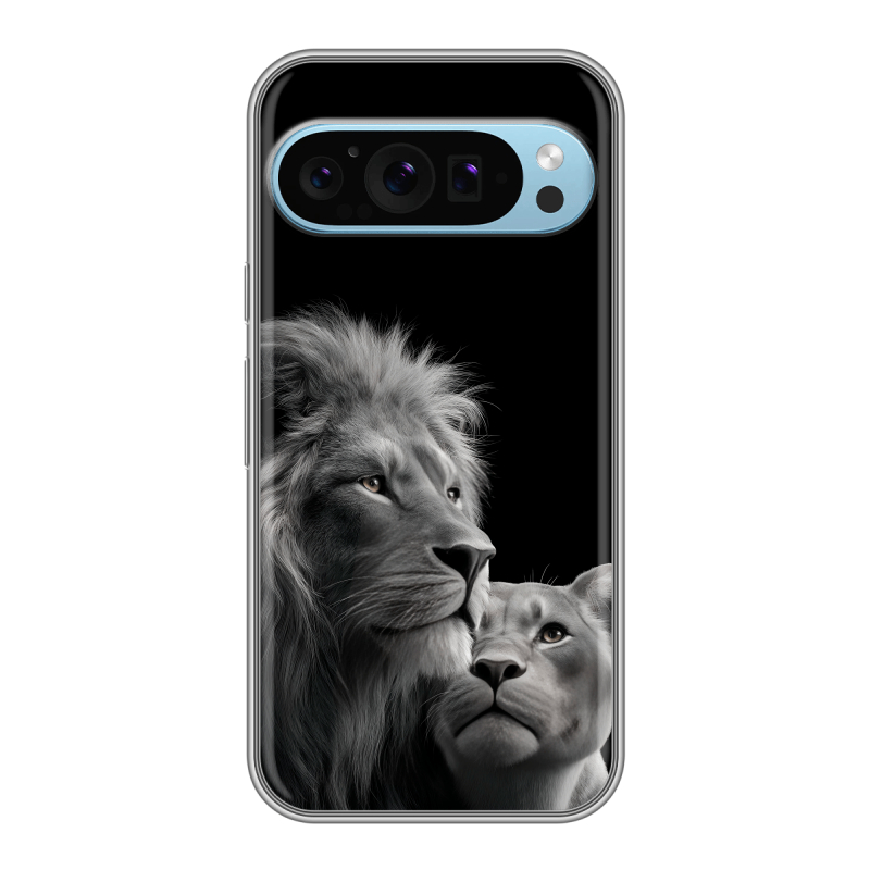 Силиконовый чехол на Google Pixel 9 с принтом Лев кошки Силиконовый чехол на Google Pixel 9 с принтом Лев кошки