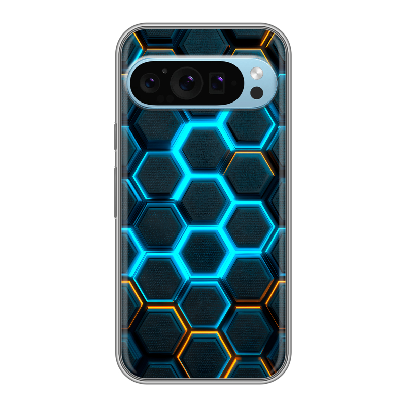 Силиконовый чехол на Google Pixel 9 с принтом Неоновые соты Силиконовый чехол на Google Pixel 9 с принтом Неоновые соты