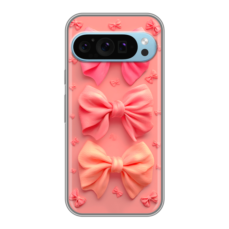 Силиконовый чехол на Google Pixel 9 с принтом Розовые бантики Силиконовый чехол на Google Pixel 9 с принтом Розовые бантики