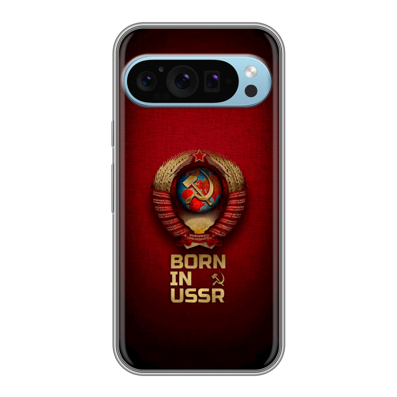 Силиконовый чехол на Google Pixel 9 с принтом Флаг Герб СССР Силиконовый чехол на Google Pixel 9 с принтом Флаг Герб СССР