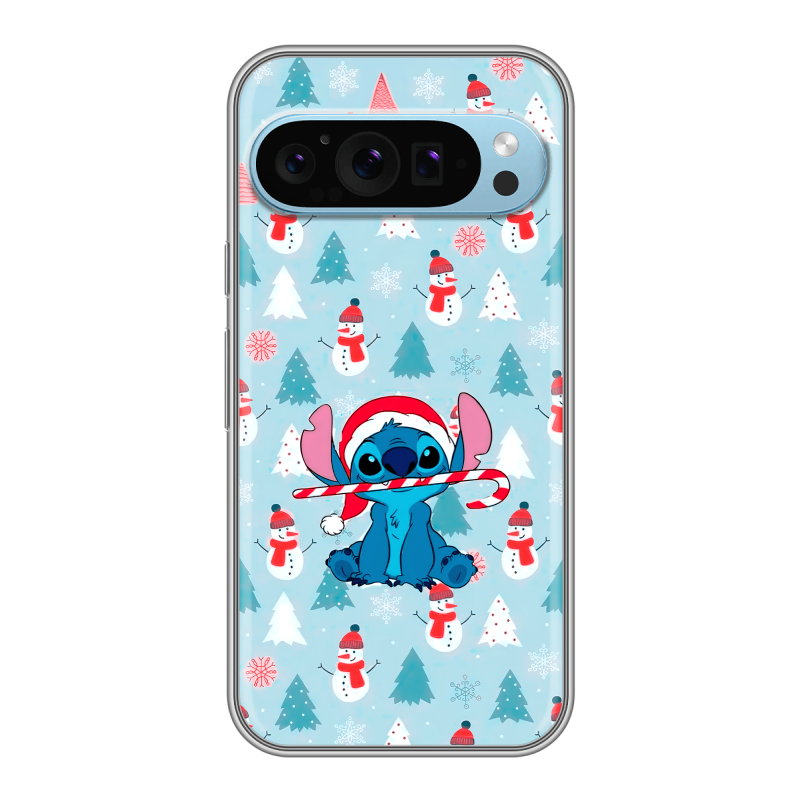 Силиконовый чехол на Google Pixel 9 с принтом Стич Новый год Силиконовый чехол на Google Pixel 9 с принтом Стич Новый год
