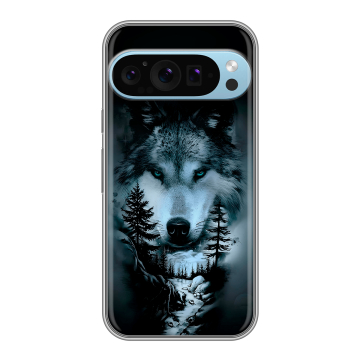 Силиконовый чехол на Google Pixel 9 Pro с принтом Лесной волк Силиконовый чехол на Google Pixel 9 Pro с принтом Лесной волк