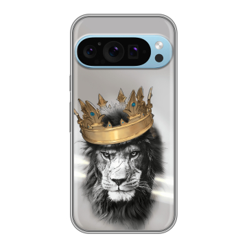 Силиконовый чехол на Google Pixel 9 Pro с принтом Лев с короной Силиконовый чехол на Google Pixel 9 Pro с принтом Лев с короной