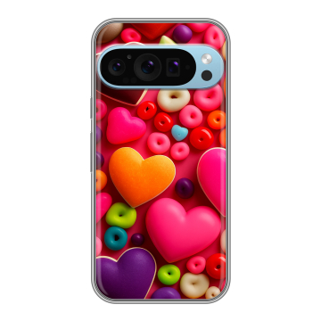 Силиконовый чехол на Google Pixel 9 Pro с принтом Сердечки Силиконовый чехол на Google Pixel 9 Pro с принтом Сердечки