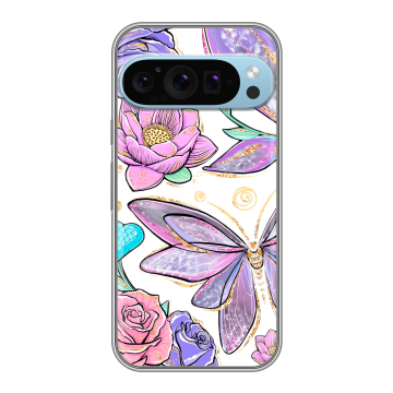 Силиконовый чехол на Google Pixel 9 Pro с принтом Бабочки и цветы Силиконовый чехол на Google Pixel 9 Pro с принтом Бабочки и цветы