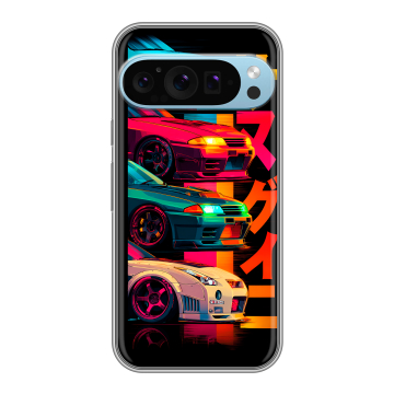 Силиконовый чехол на Google Pixel 9 Pro с принтом Гоночные машины