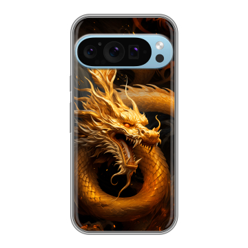 Силиконовый чехол на Google Pixel 9 Pro с принтом Золотой дракон Силиконовый чехол на Google Pixel 9 Pro с принтом Золотой дракон