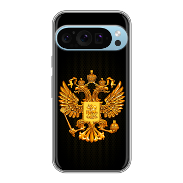 Силиконовый чехол на Google Pixel 9 Pro с принтом Герб России желтый