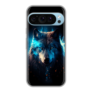 Силиконовый чехол на Google Pixel 9 Pro с принтом Волк ночной Силиконовый чехол на Google Pixel 9 Pro с принтом Волк ночной