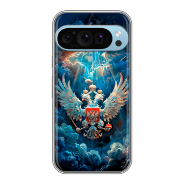 Силиконовый чехол на Google Pixel 9 Pro с принтом Герб флаг России Силиконовый чехол на Google Pixel 9 Pro с принтом Герб флаг России