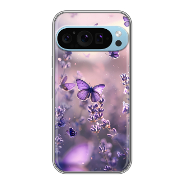Силиконовый чехол на Google Pixel 9 Pro с принтом бабочки и лаванда