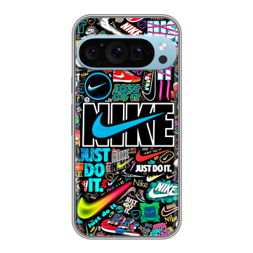 Силиконовый чехол на Google Pixel 9 Pro с принтом найк nike черный Силиконовый чехол на Google Pixel 9 Pro с принтом найк nike черный