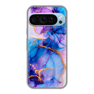 Силиконовый чехол на Google Pixel 9 Pro с принтом синий мрамор