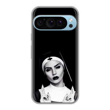 Силиконовый чехол на Google Pixel 9 Pro с принтом монашка Силиконовый чехол на Google Pixel 9 Pro с принтом монашка