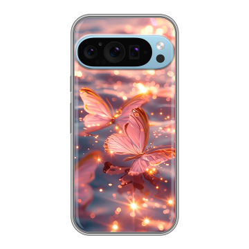 Силиконовый чехол на Google Pixel 9 Pro с принтом бабочки розовые