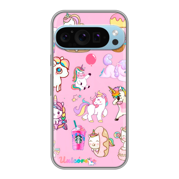 Силиконовый чехол на Google Pixel 9 Pro с принтом розовые единороги