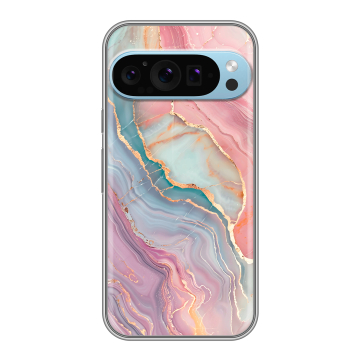 Силиконовый чехол на Google Pixel 9 Pro с принтом розовый мрамор