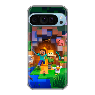 Силиконовый чехол на Google Pixel 9 Pro с принтом Майнкрафт Minecraft Силиконовый чехол на Google Pixel 9 Pro с принтом Майнкрафт Minecraft