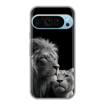 Силиконовый чехол на Google Pixel 9 Pro с принтом Лев кошки