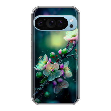 Силиконовый чехол на Google Pixel 9 Pro с принтом Цветы и мрамор Силиконовый чехол на Google Pixel 9 Pro с принтом Цветы и мрамор