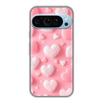Силиконовый чехол на Google Pixel 9 Pro с принтом Сердечки
