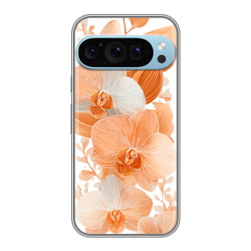 Силиконовый чехол на Google Pixel 9 Pro с принтом Бежевые цветы