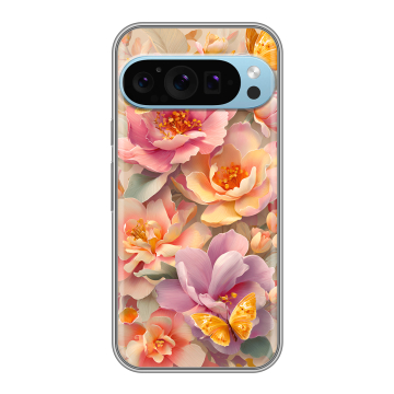 Силиконовый чехол на Google Pixel 9 Pro с принтом Цветы и бабочки