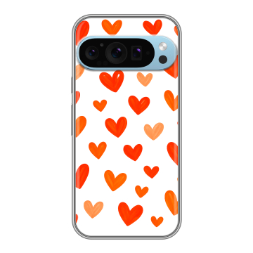 Силиконовый чехол на Google Pixel 9 Pro с принтом Сердечки